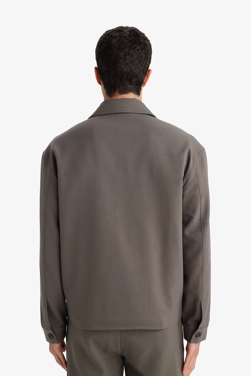 ديفاكتو جاكيت قميص سليم فيت بياقة بولو مبطن - Image 5